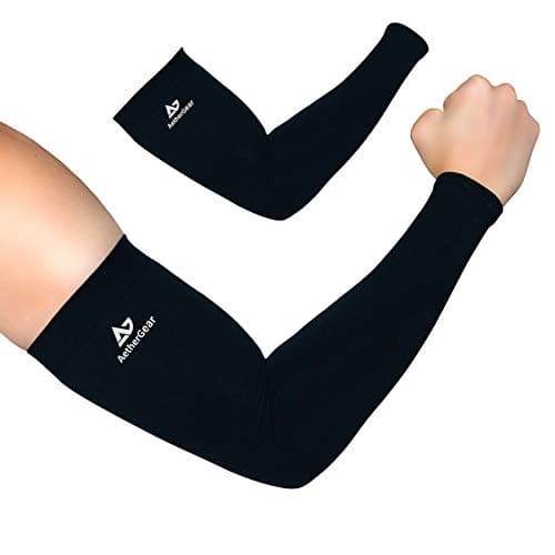 AetherGear Manchon de Bras (Paquet de 2) - Manchons de Bras de Compression pour Hommes et Femmes pour le Sport, l'extérieur, Protection UV (Noir)