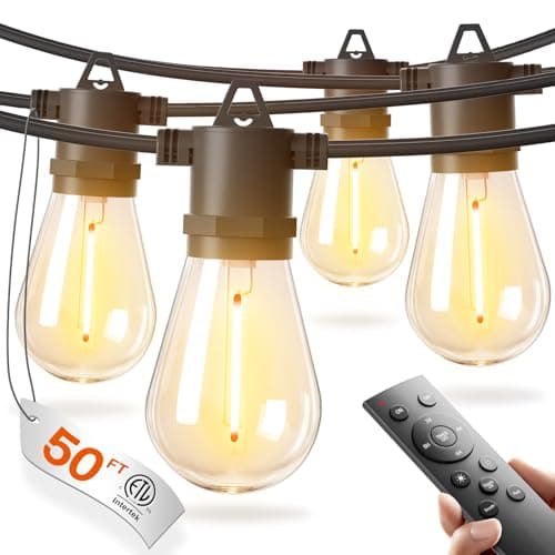 addlon 50FT LED Outdoor String Lights Waterproof Patio Lights with 16+1 Edison Shatterproof Bulbs, Commercial Grade Weatherproof Strand, ETL Listed...