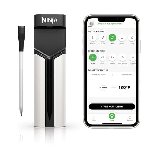 Thermomètre à viande sans fil Ninja ProChef™ intérieur et extérieur, pour grill, four, fumage, rôtissage, friture à l'air, résistant aux flammes, longue durée de vie de la batterie,...