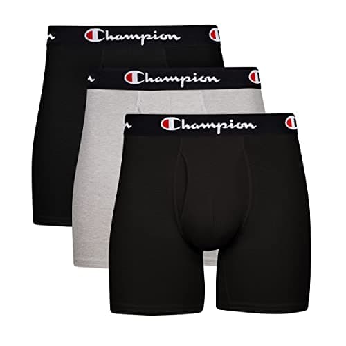 Champion Boxer de tous les jours en coton extensible pour hommes, noir/noir/gris Oxford chiné, lot de 3, XX-Large