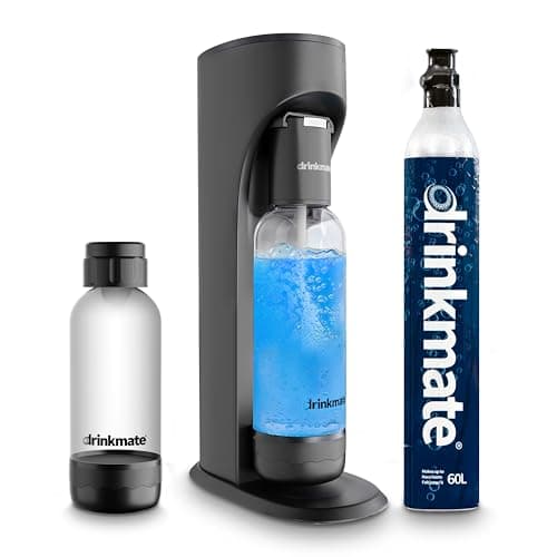 Machine à eau pétillante et à soda Drinkmate OmniFizz, carbonate n'importe quelle boisson, ensemble spécial - Comprend un cylindre de CO2 de 60 L, deux bouteilles de carbonatation et...