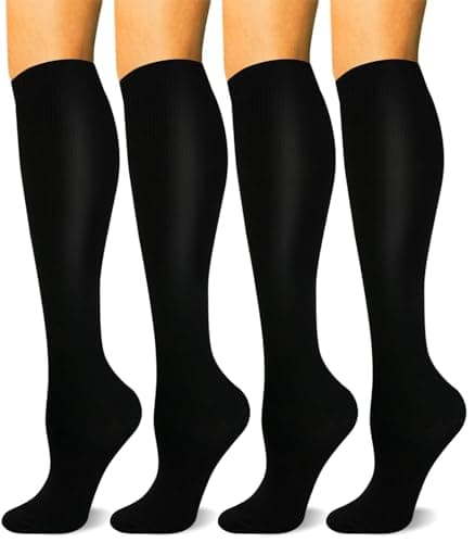 HLTPRO 4 paires de chaussettes de compression en cuivre pour femmes et hommes 15-20 mmHg – Support de circulation pour les voyages, les infirmières, la course à pied