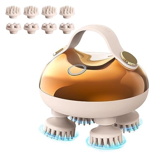 arboleaf Brosse pour cuir chevelu Brosse à tête rechargeable Scalp Stress Relax, Grattoir à cheveux portable étanche avec 8 griffes amovibles Grattoir pour chat, Cadeaux pour...
