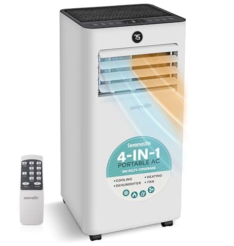 SereneLife 10,000 BTU Portable Air Conditioner and Heater, Small AC with Dehumidifier and Fan, Mini AC Unit with 450 Sq. Ft. Coverage, Includes...