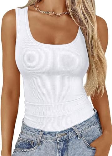 ZOYEESHINE Débardeur d'été sans manches pour femme - Camisole basique - Col rond - Sexy - Slim - Ajusté - Dos nageur