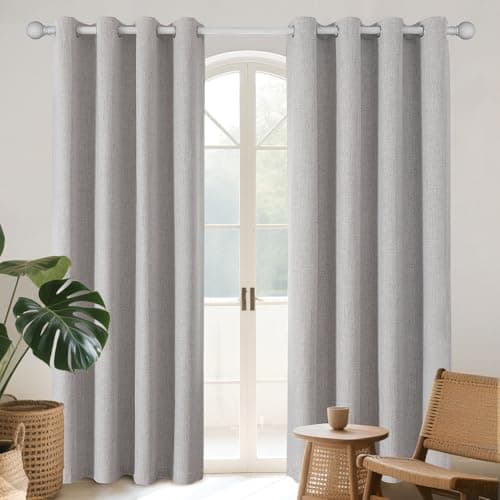 Joydeco 100% Blackout Curtains 2 Panels for Living Room - Linen Black Out Curtains 84 Inch Long Room Darkening Opaque Curtains for Bedroom, Thermal...