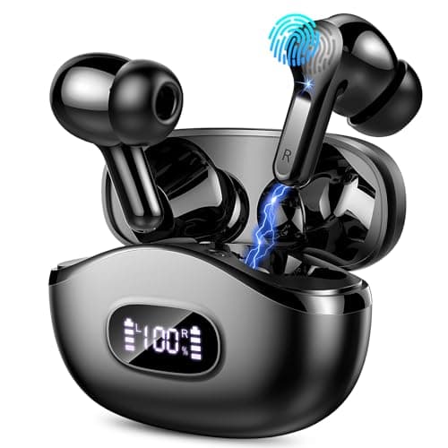 Wireless Earbuds, Bluetooth 5.3 Headphones Deep Bass HiFi Stereo, New Ear Bud with 4 ENC Noise Cancelling Mic, 40H Bluetooth Earbuds with LED...