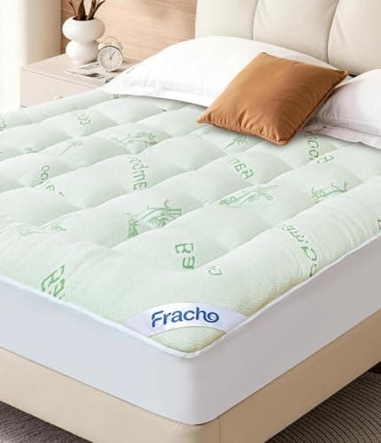 Fracho Ultra Soft Mattress Topper Queen Size - Rayon Made from Bamboo Cooling Mattress Topper - 1000GSM Plush Pillow Top Bed Pad, Naturally...