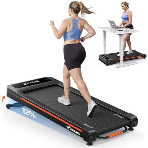 MERACH W50 Walking Pad Treadmills for Home, 12% Auto Incline, 400lbs Capacity, 3.5HP Super Quiet Brushless, 16.5"x41.3" Spacious Running Belt,...