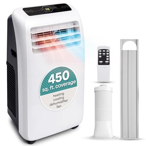 Climatiseur portable SereneLife 10 000 BTU – Unité AC 4-en-1 avec refroidissement, déshumidificateur, chauffage et ventilateur – Comprend une télécommande...