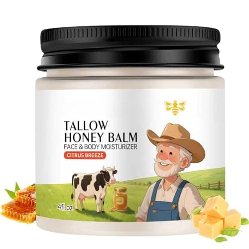 Beef Tallow Skincare – Organic Grass-Fed Beef Tallow Face Cream with Honey, Beeswax & Citrus Oils – Tallow and Honey Balm Face Moisturizer,...