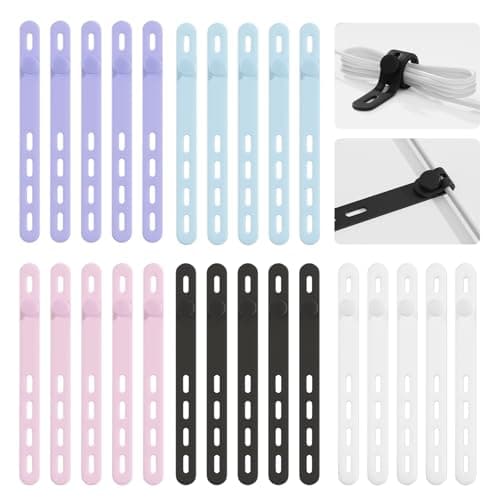 25 pièces attaches de câble en silicone, attaches de câble réutilisables, enveloppes de cordon à haute élasticité pour cordons électriques, organisateur de cordon pour écouteurs, chargeur de téléphone (coloré)