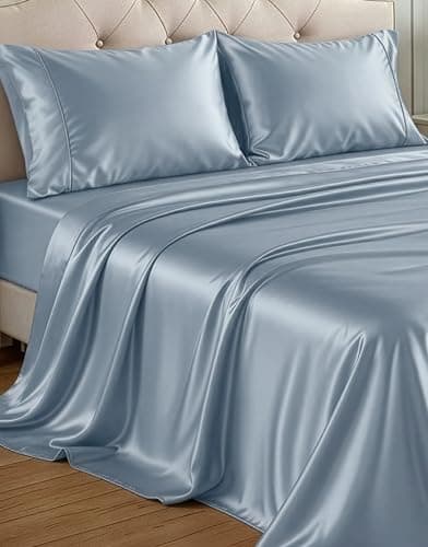 Casa Platino Satin Sheets - Full Sheet Set, 4 Pcs Full Bed Sheets, Similar to Silk Sheets, Bed Sheets Full Size for Hair and Skin, Gifts for Women...