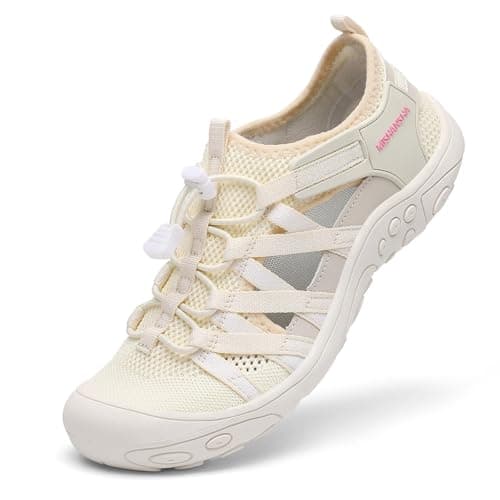 Mishansha Sandales de randonnée pour femme à bout fermé - Chaussures d'eau respirantes et antidérapantes pour la marche, la plage, le trekking - Beige