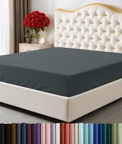 Utopia Bedding Drap-housse Queen – Drap de dessous – Poche profonde – Microfibre douce – Résistant au rétrécissement et à la décoloration – Entretien facile – 1 drap-housse uniquement (Gris)