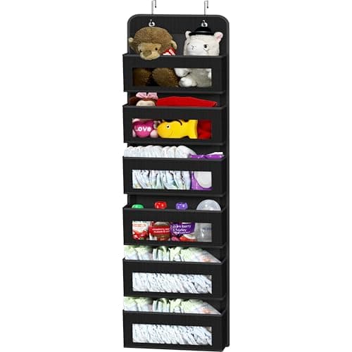 Simple Houseware Baby Over The Door Hanging Organizer Storage, 6 Clear Window Pocket, Black
