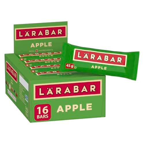 LÄRABAR Barre énergétique aux pommes, fruits et noix, paquet de 16 barres, sans gluten, végétalien, pack familial, barres collation, paquet de 720 grammes