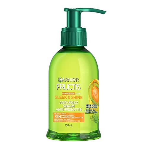 Garnier Fructis Sleek & Shine Sérum anti-frisottis pour cheveux crépus et secs, élégant instantané, à l'huile d'argan, 150 ml