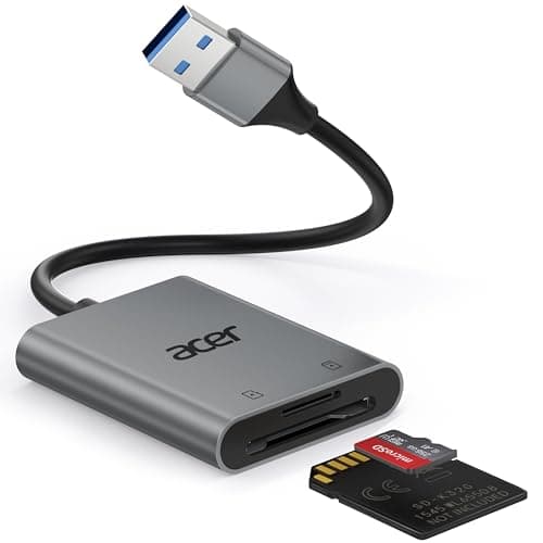 Acer SD Card Reader, High-Speed USB 3.0 to Micro SD Card Adapter, 2-in-1 Aluminum Type-A Memory Card Reader, Extended Cable,No Block for...