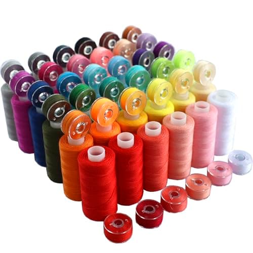 Assortiment de 72 fils à coudre, 36 fils de couleur pour machine à coudre avec 36 bobines de même couleur, fil en polyester 400 mètres/bobine (72)