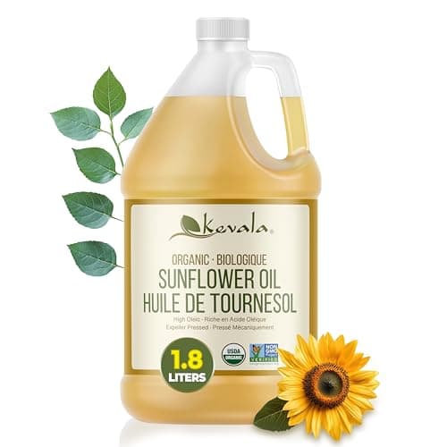 Huile de tournesol biologique Kevala - Pour la cuisine et la pâtisserie, sans noix ni arachides, bon support pour un O...