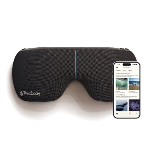 Masque pour les yeux chauffant et masseur pour les yeux Therabody SmartGoggles 2.0 - Masque de sommeil occultant et massage des tempes pour une relaxation personnalisée, un soulagement du stress et...
