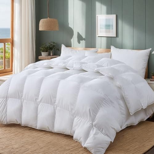 Couette de luxe en duvet d'oie Couette en plumes d'oie King Size remplie de plumes et de fibres de duvet 110 OZ -750 Fill Power, A...