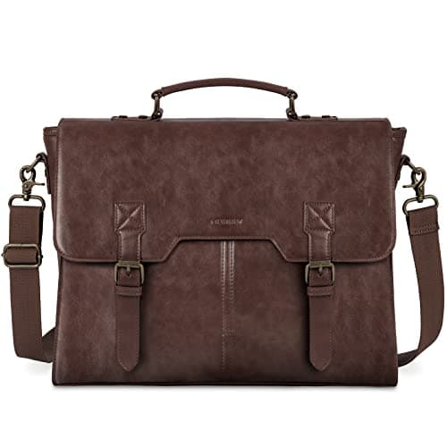 Sac messager en cuir pour homme 15,6 pouces étanche pour ordinateur portable, grand sac pour ordinateur portable, sac d'ordinateur d'affaires, sac à bandoulière vintage, café