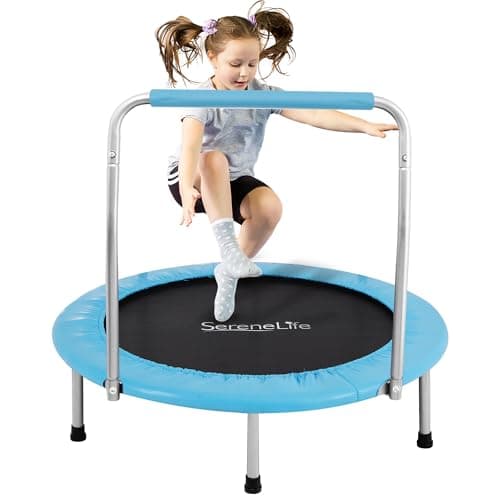 SereneLife 36 Foldable Mini Trampoline - Compact Fitness Trampoline for Kids Adults, Exercise Rebounder with Foam Handle, Indoor/Garden Workout...
