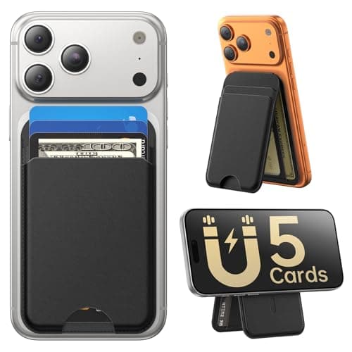 Fanseesy for MagSafe Wallet with Stand, 5 Card Holder, Slim Leather Magnetic Wallet for iPhone 17/16/15/14/13/12 Pro Max Plus Air Series, 3 Card...