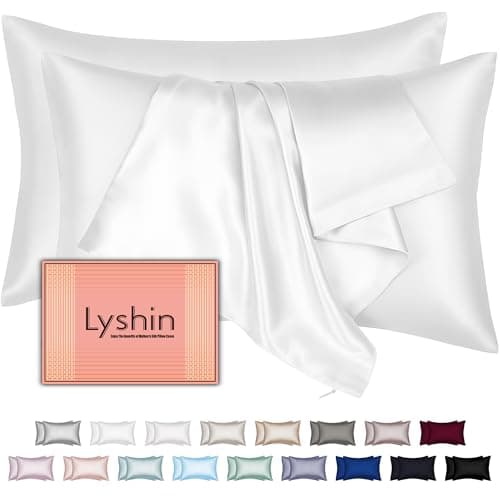 Mulberry Silk Pillow Cases 2 Pack Standard Size 20x26 Inches with Hidden Zipper, Ultra Smooth and Soft Breathable Cooling Silk Satin Pillowcase Set...