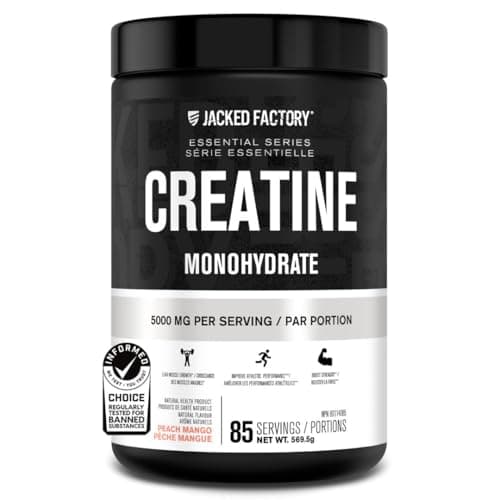 Poudre de monohydrate de créatine Jacked Factory 425 g - Supplément certifié Choix éclairé de propriété canadienne pour une masse musculaire accrue*, une amélioration...