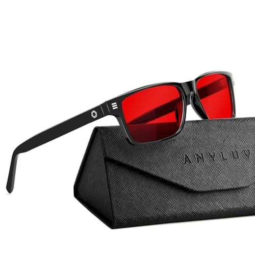 ANYLUV Blue Light Glasses Men Woman, Blue Light Blocking Glasses for Computer Gaming, Eye Strain Relief Eye Protection Red Lens