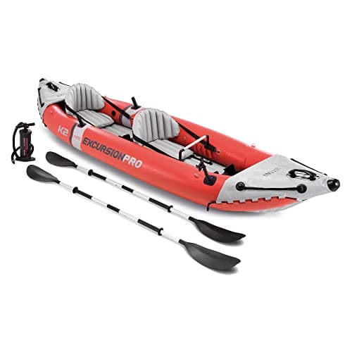INTEX 68309EP Excursion Pro K2 Inflatable Kayak Set: Includes Deluxe 86in Aluminum Oars and High-Output Pump – SuperTough PVC – Adjustable Bucket...