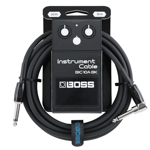 Série BOSS BIC-10A | Câble d'instrument | Prise jack 6,3 mm droite à coudée | 3 m de longueur | Câble pour guitare, basse et plus | Faible bruit et durable | Noir