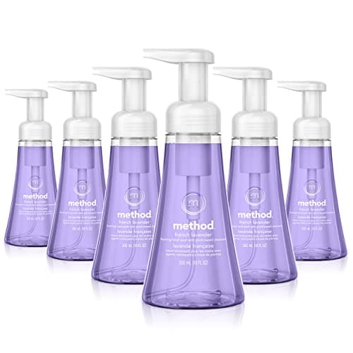 Savon moussant pour les mains Method, formule biodégradable avec distributeur de savon moussant en plastique 100% recyclé, parfum lavande française, pompe à savon 300 ml...