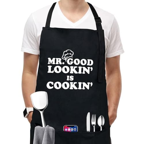 Tabliers unisexes réglables avec 3 poches, tablier de cuisine pour chef, barbecue, noir