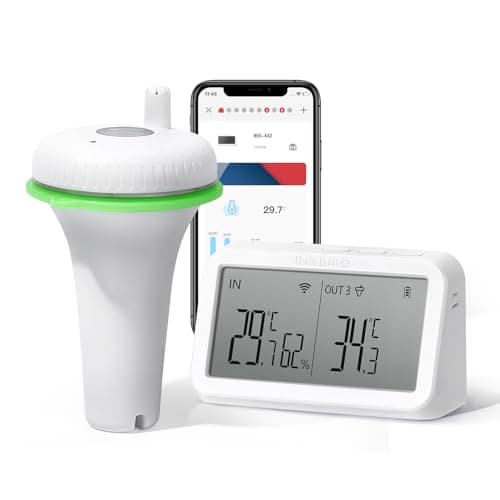 INKBIRD 2nd-Gen Floating Pool Thermometer with IBS-M2 Wi-Fi Gateway Combo, Wireless Swimming Pool Thermometer Set, 9-Channel Monitoring, for...