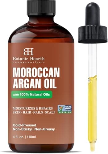 Botanic Hearth Huile capillaire d'argan pour cheveux secs, crépus et bouclés, huile d'argan marocaine hydratante et fortifiante, vérifiée sans OGM, 4 fl oz