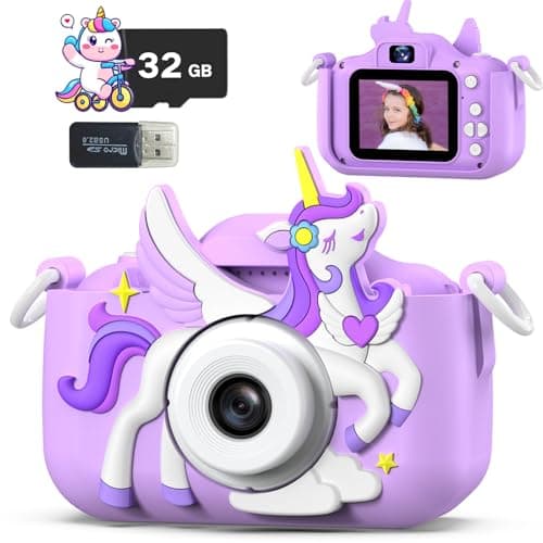 Jouets d'appareil photo pour enfants Mgaolo pour enfants de 3 à 12 ans, garçons et filles, caméra vidéo numérique HD avec housse de protection en silicone, cadeaux d'anniversaire de Noël...