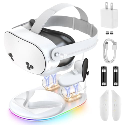 GEEKERA Charging Dock for Meta Quest 3S, Magnetic Charging Stand for Headset & Controllers with RGB Light, VR Charging Station for Quest 3S...