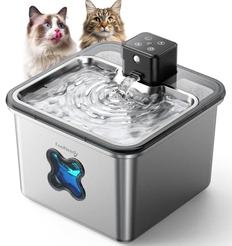 FEELNEEDY Cat Water Fountain Cordless,[Visual Filter],4000mAh Battery Operated Pet Water Fountain with Motion Sensor for Cats and Dogs,Stainless...