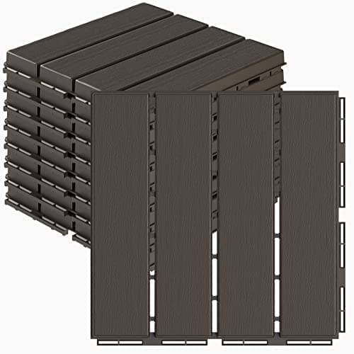 Carreaux de terrasse emboîtables en plastique Goovilla, paquet de 9 dalles de terrasse, revêtement de sol extérieur imperméable de 12 "x 12", utilisation par tous les temps, dalles de terrasse de sol de patio...