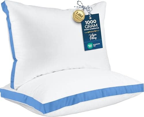 Utopia Bedding Bed Pillows for Sleeping Queen Size (Blue), Set of 2, Soft & Fluffy Pillow with Down Alternative Filling, Cooling, Hotel Quality,...