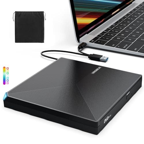 ORIGBELIE External CD DVD Drive, Portable USB C & A USB 3.0 CD/DVD +/-RW Player Burner Reader Writer Optical CD ROM Disc Drive for MacBook Laptop...