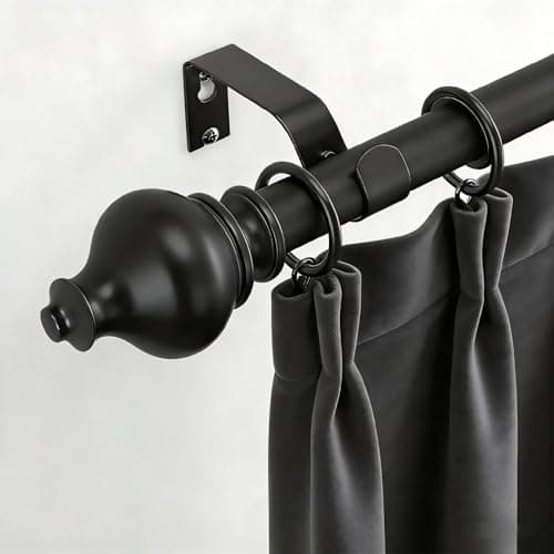 Curtain Rod Set: Wall-Mounted with 17-Inch Adjustable Section for Exact Sizing (16-46 to 120 Inch Range), Heavy Duty 1" Gold Rod, Brackets &...