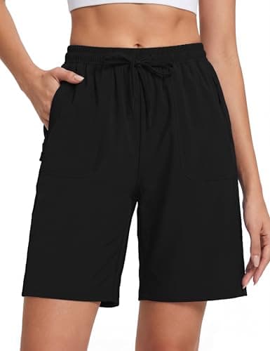 TACVASEN Shorts pour femmes Bermuda à séchage rapide Short d'athlétisme léger et imperméable Entraînement Golf Voyage 8" Course à pied UPF 50+ Bermudas Gym Extérieur Été...