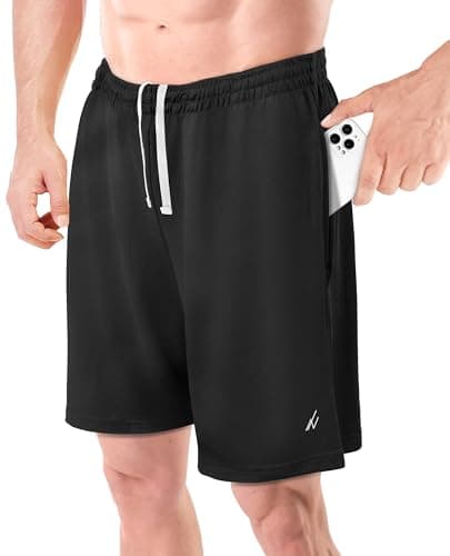 NY Threads Men's Athletic Shorts Quick Dry Lightweight Running Workout Gym Shorts with Pockets, X-Large, Black