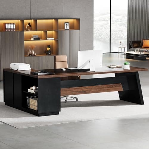 Tribesigns L-Shaped Executive Desk, 78" Modern Office Desk with Drawers and Lateral File Cabinet, Large Computer Desk with Storage Shelves,...