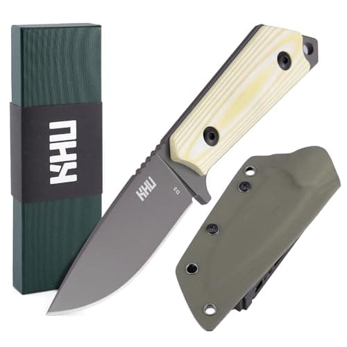 KHU Fixed Blade Knife, Survival Knife Hunting Knife D2 Steel G10 Handle, Outdoor Hunting Camping Accessories Camping Gear With Kydex Sheath - 29A
